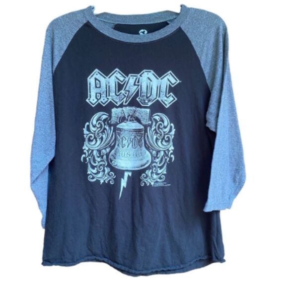 Liquid Blue AC/DC Hell's Bell Band t-shirt raglan Half Sleeve Shirt Size L - Picture 5 of 5